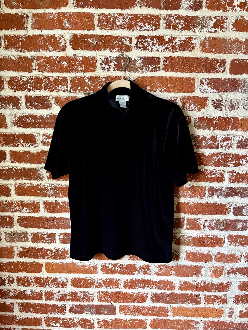 Y2K Summit Hill Black Velvet / Velour Mock Neck Top